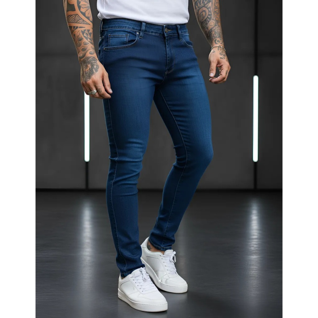 Calça Jeans Masculina Skinny/Sarja Lycra Diversas Cores