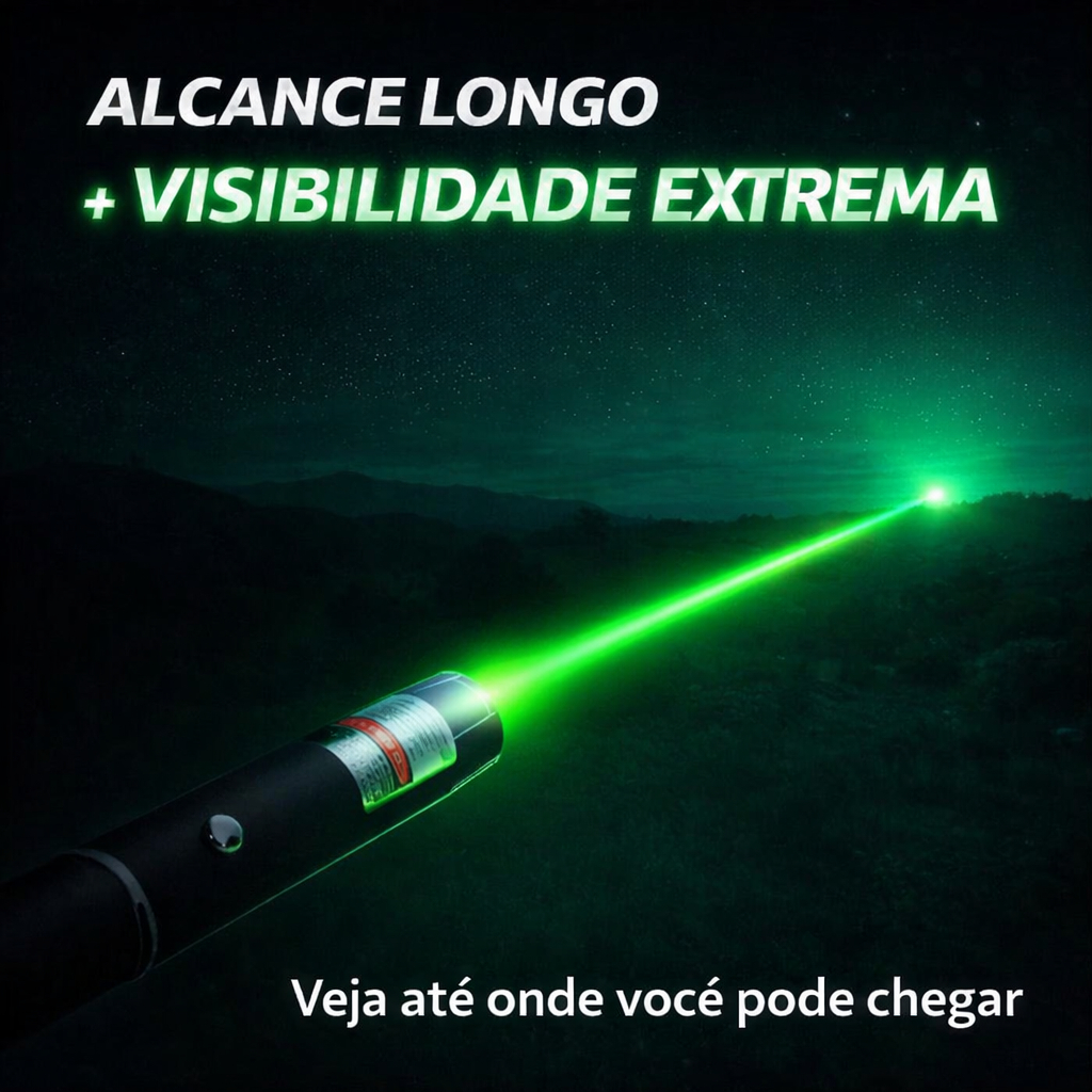 Caneta Laser Verde Forte Recarregável Alta Potência Alcance Longo Apresentação Astronomia