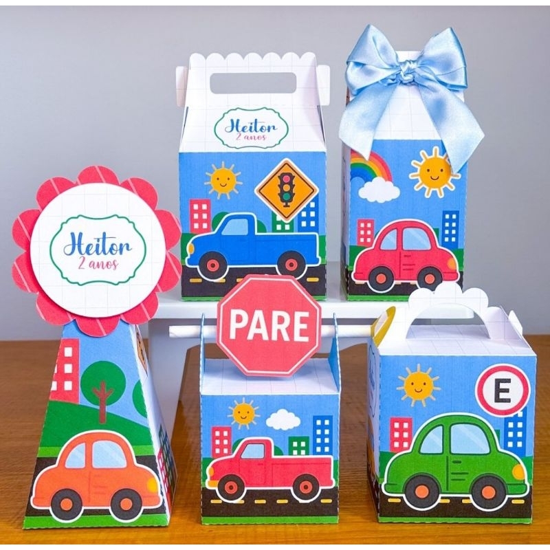 Kit Caixinhas Personalizadas Carrinhos/SEMI MONTADAS/Lembrancinhas Para Aniversário Carrinhos Menino