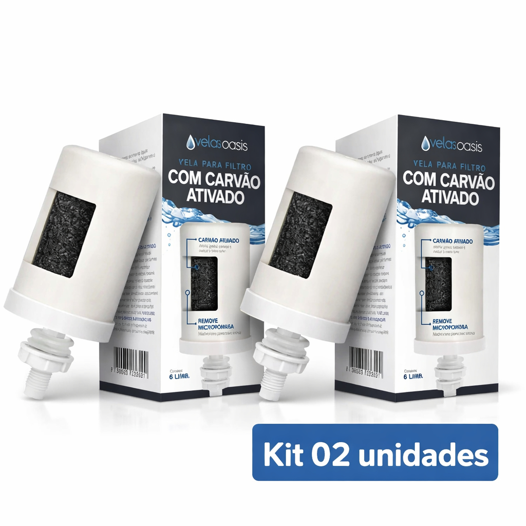 02 Velas Para Filtro De Barro CARVÃO ATIVADO Para Todos Filtros Filtragem Rápida - ENVIO IMEDIATO