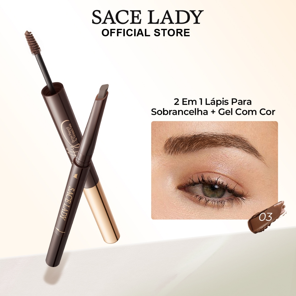 lapis para sobrancelha e gel com cor 2 em 1 SACE LADY À prova d'água e à prova de manchas em Oferta na Shopee