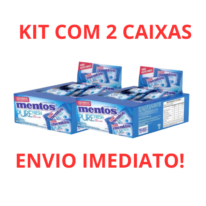 Chiclete Mentos Pure Fresh KIT com 2 caixas c/60un - Atacado