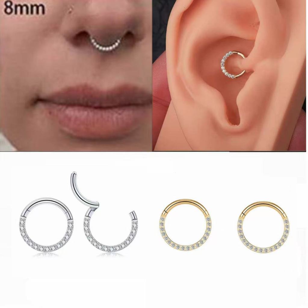 Kit 2 Piercing Argola Septo Com Zircônia Segmento Para Nariz Daith Helix Tragus em Oferta na Shopee