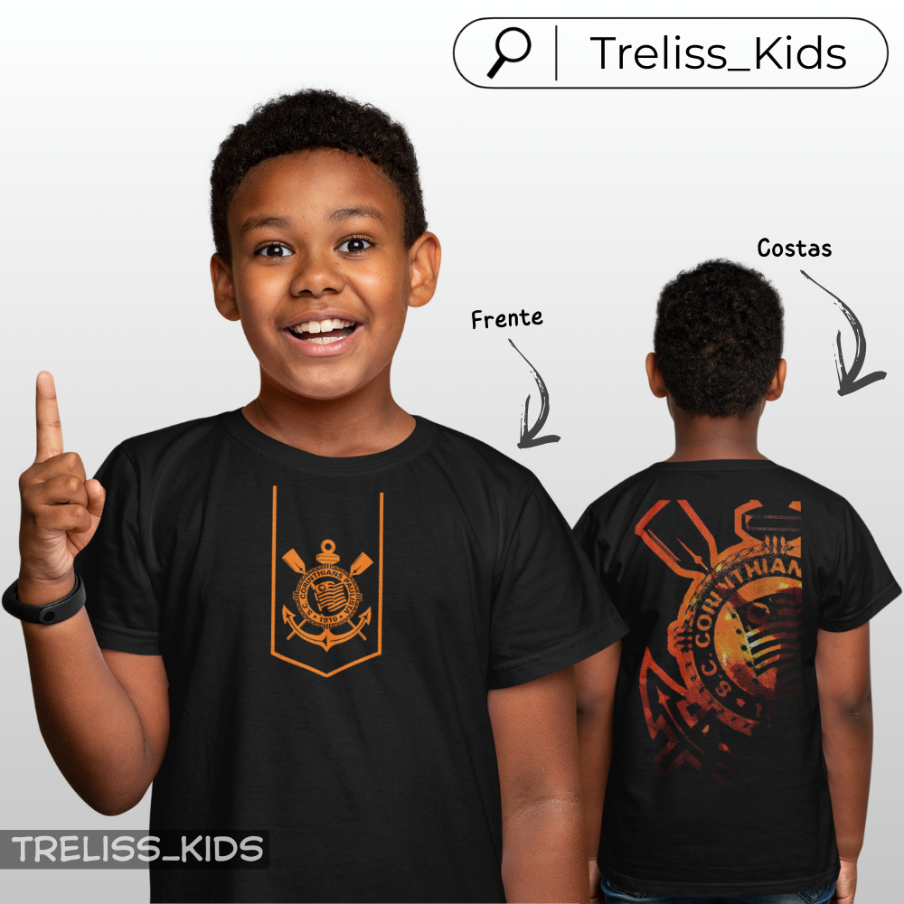 Camiseta Infantil Corinthians Lançamento Estampa Futebol Camisa 100% Algodão Torcida
