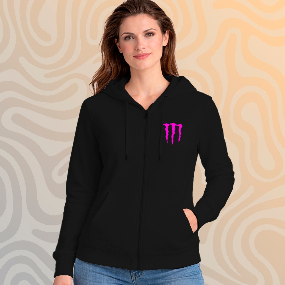 Blusa de frio Moletom Casaco Suéter de zíper Peluciado com bolsos laterais e capuz ajustável Monster — imagem 2 de 2