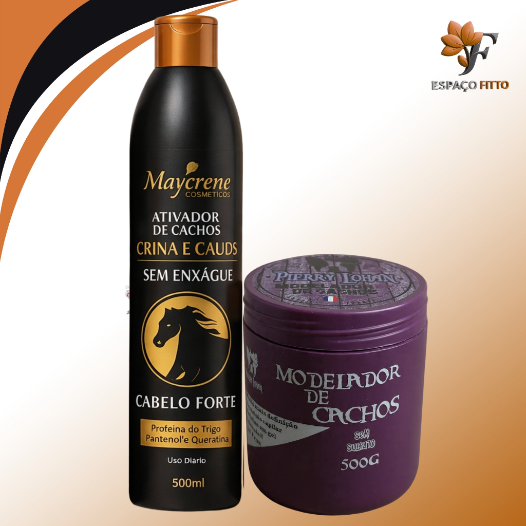 kit ativador de cachos Crina e cauda maycrene + modelador cachos pierry lohan
