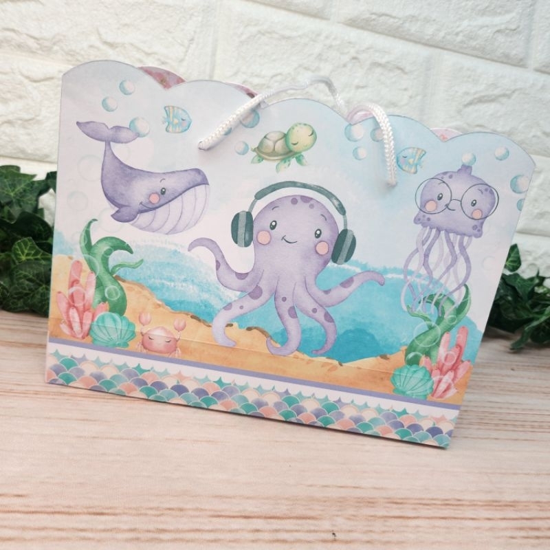 Sacolinha Fundo do Mar Lilás Personalizada l Sacolinha l Lembrançinha l Festa Infantil l Festa Fundo do Mar Menina