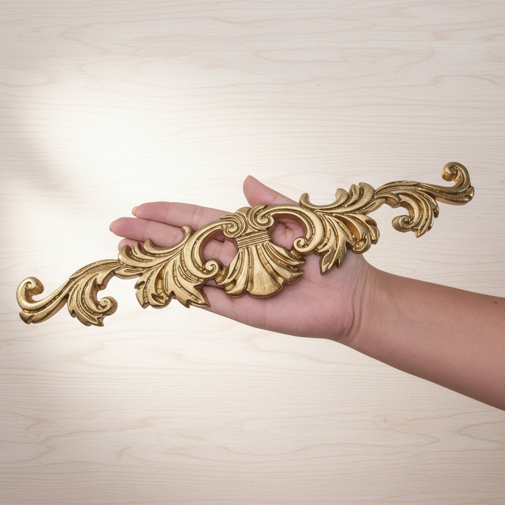 Kit 10 Arabescos Grego Resina Dourado Decoração Artesanato Casa 6,5x31 Cm