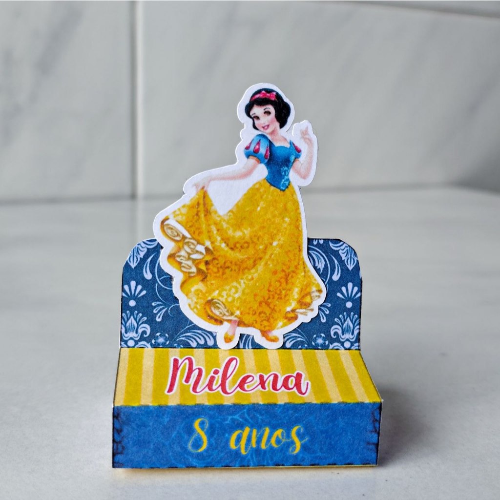 Porta bis duplo com aplique personalizado branca de neve montado - festa infantil, mimos, aniversário