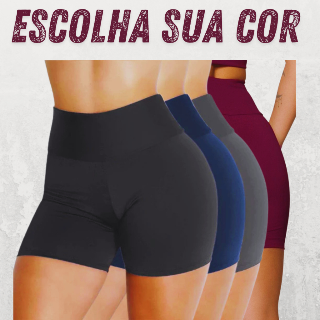 KIT 3 Shorts feminino academia Cintura alta Bermudinha feminina fitness