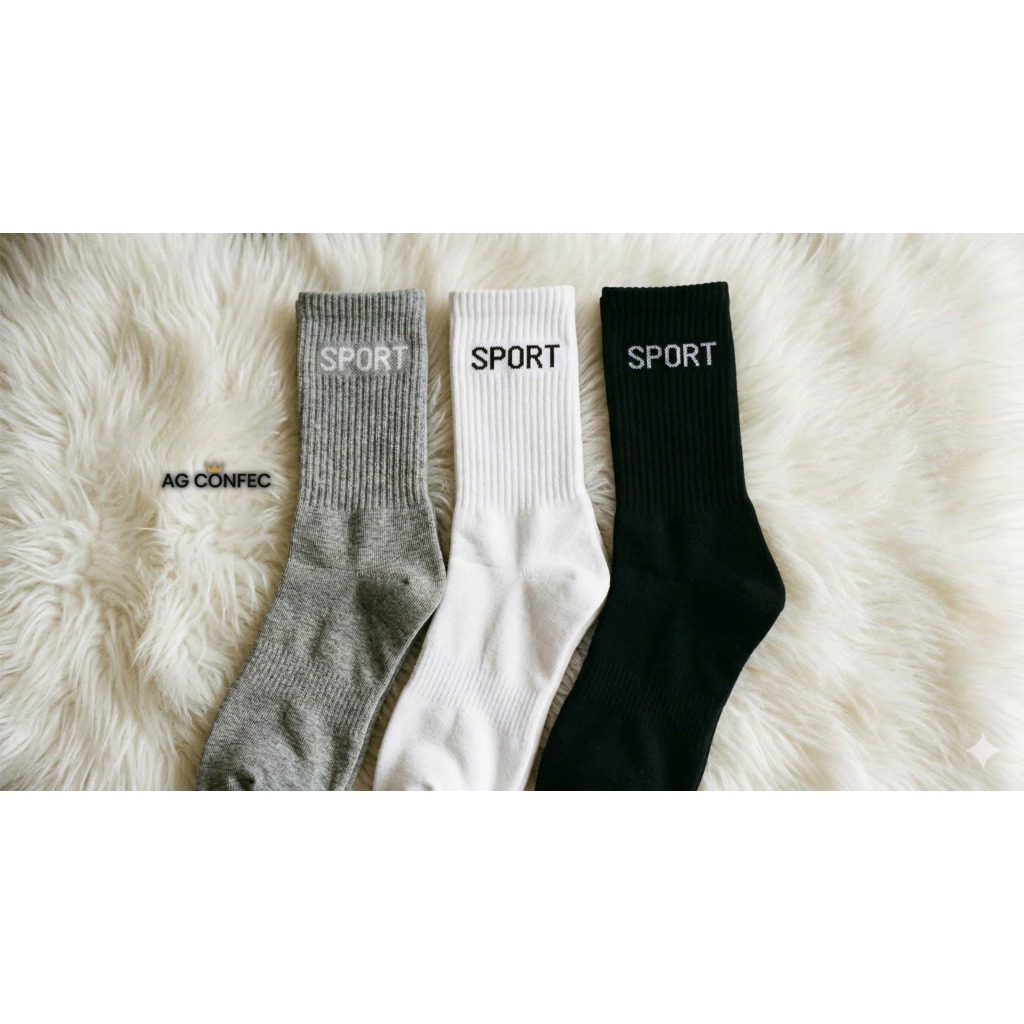 Kit 24 Pares Meia Masculina Cano Longo Sport Unissex Algodão Confortáveis