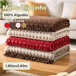 Manta Tijolinho 1,80m x 2,60m 100% Algodão Grande Diversas Cores