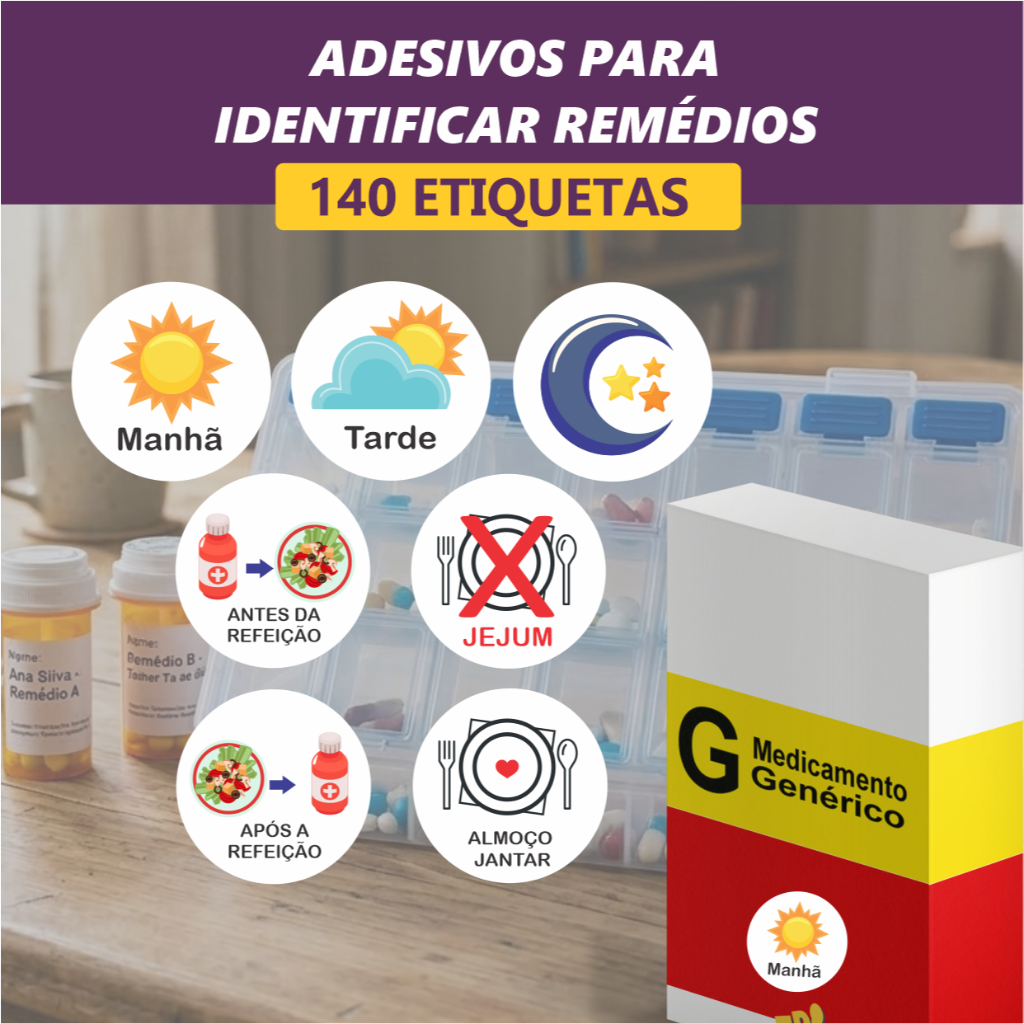 Etiquetas para remédios - 140 Adesivos para identificar remédios - Farmácia - Etiqueta remédio idoso