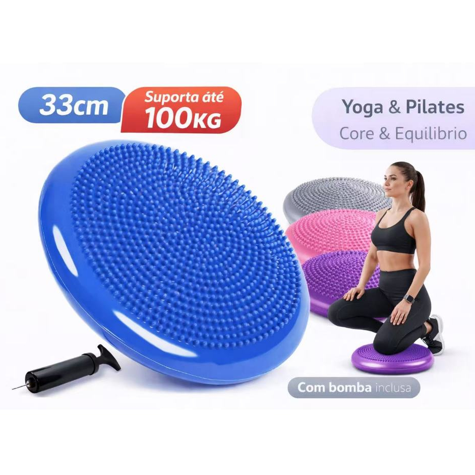 Disco de Equilíbrio Inflável 33cm Pilates Yoga + Bomba Até 100kg em Oferta na Shopee