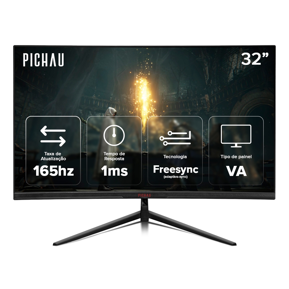 Monitor Gamer Pichau Cepheus V4S, 32 Pol, VA, 2K, 1ms, 165Hz, HDMI/DP, PG-CFV4S-BL02