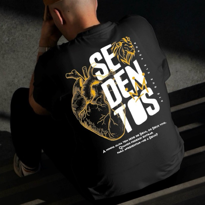 camiseta estampada tecido 100 algodão estampa religiosa nas na costa e na frente cores vibrantes que não desbotam