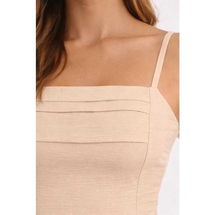 Detalhes do Vestido Midi De Alcinha Elegante Com lastex Nas Costas