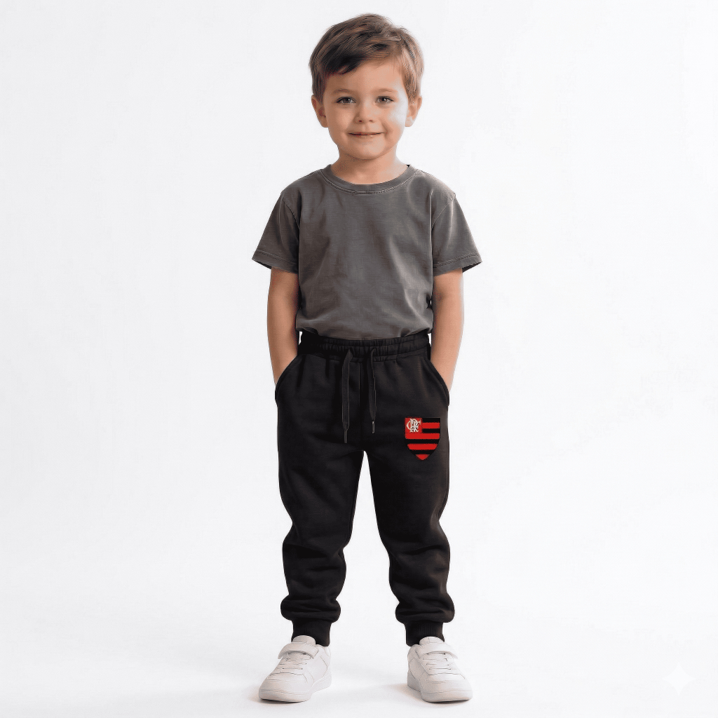 Calça Moletom Infantil Flamengo Flanelada Quentinha Confortável Inverno Macia Roupa Infantil Futebol