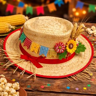 Chapéu de Palha Malandrinho Festa Junina São João Para Criança Ou Decoração em Oferta na Shopee