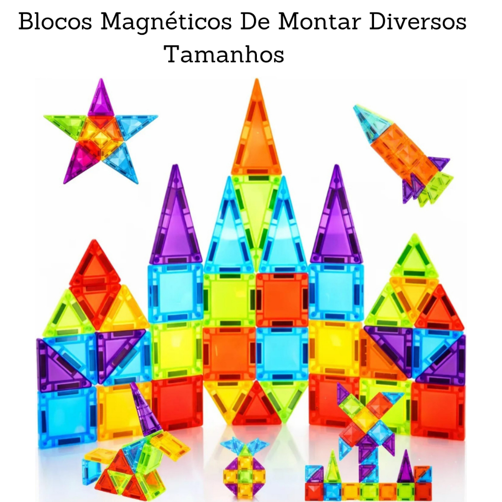 Brinquedo De Montar Blocos Magnéticos Infantil Construção Educativo 3D Mini