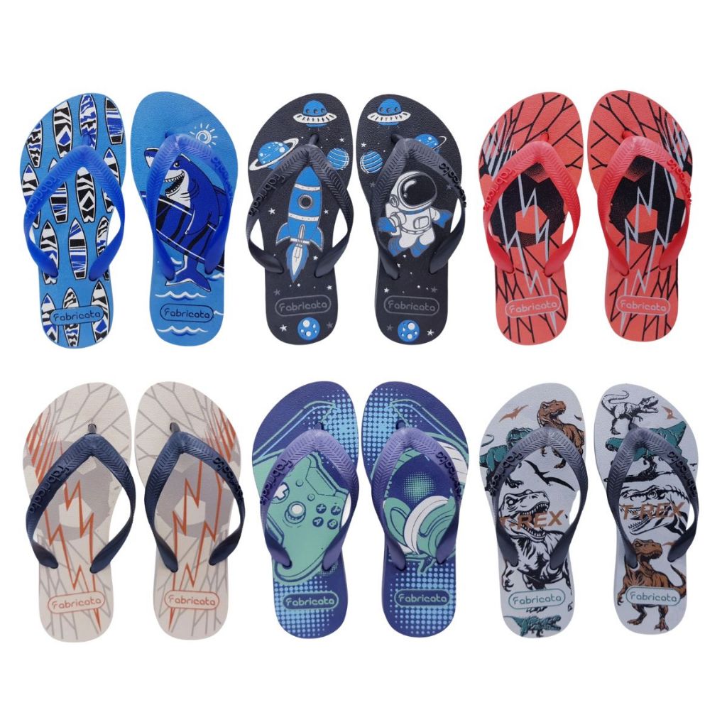 Kit 6 Pares Chinelo Sandália Infantil Menino Masculino Leve Estampado ORIGINAL FABRICATA Revenda K37