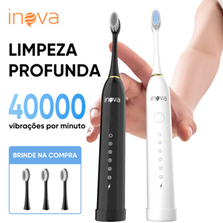 INOVA Escova De Dentes Elétrica Ultrassônica Limpeza Com 4 Cabeças Profissional Inteligente Sônica IPX7 À Prova D'água em Oferta na Shopee