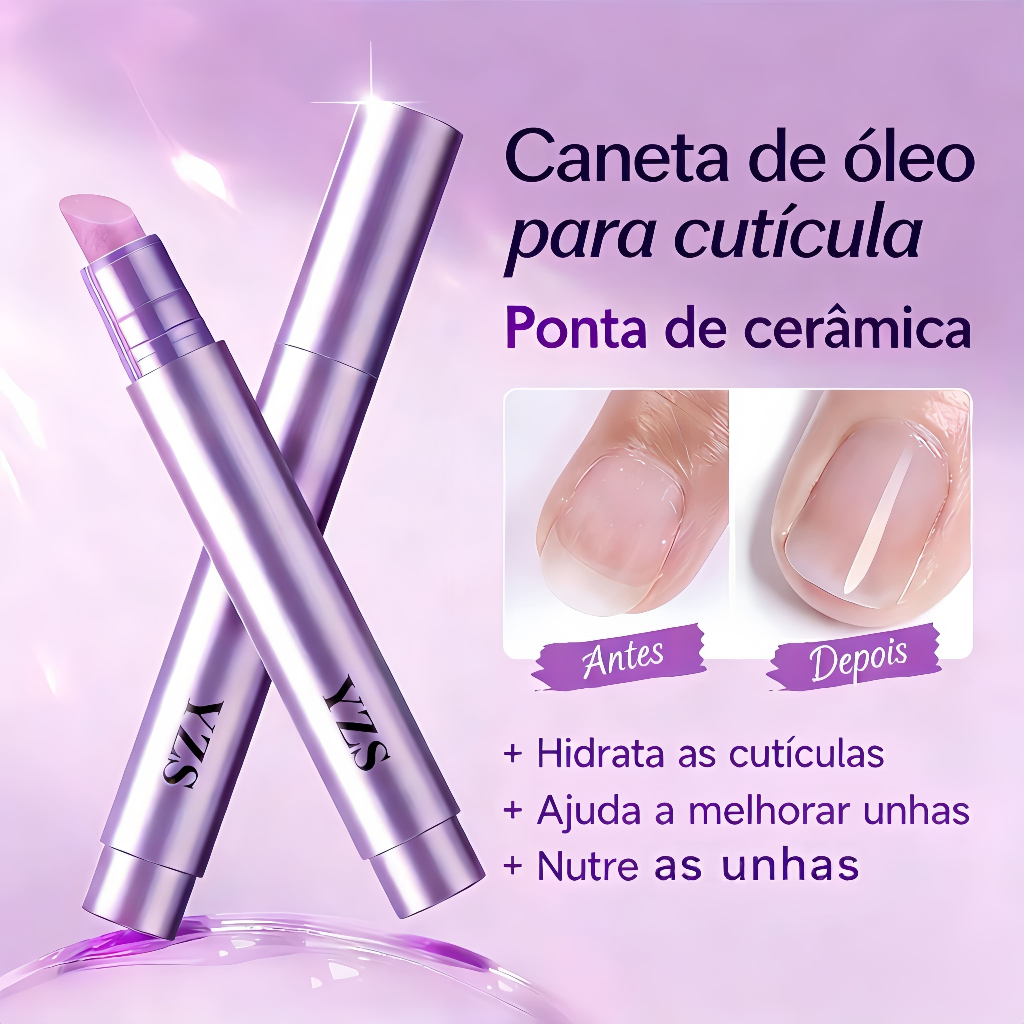 Kit 3 Canetas Cutícula 3 em 1 – Óleo Hidratante e Empurrador com Ponta Cerâmica