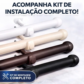 Kit Varão Cortina Madeira 19mm – Escolha 1,5m ou 2m | Pronto para Instalar em Oferta na Shopee