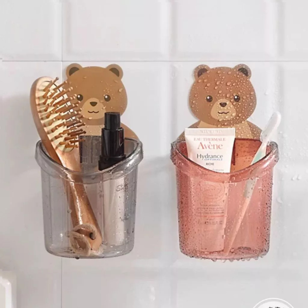 Suporte Porta Escova De Dentes Para Barbeador Banheiro Com Urso Adesivo