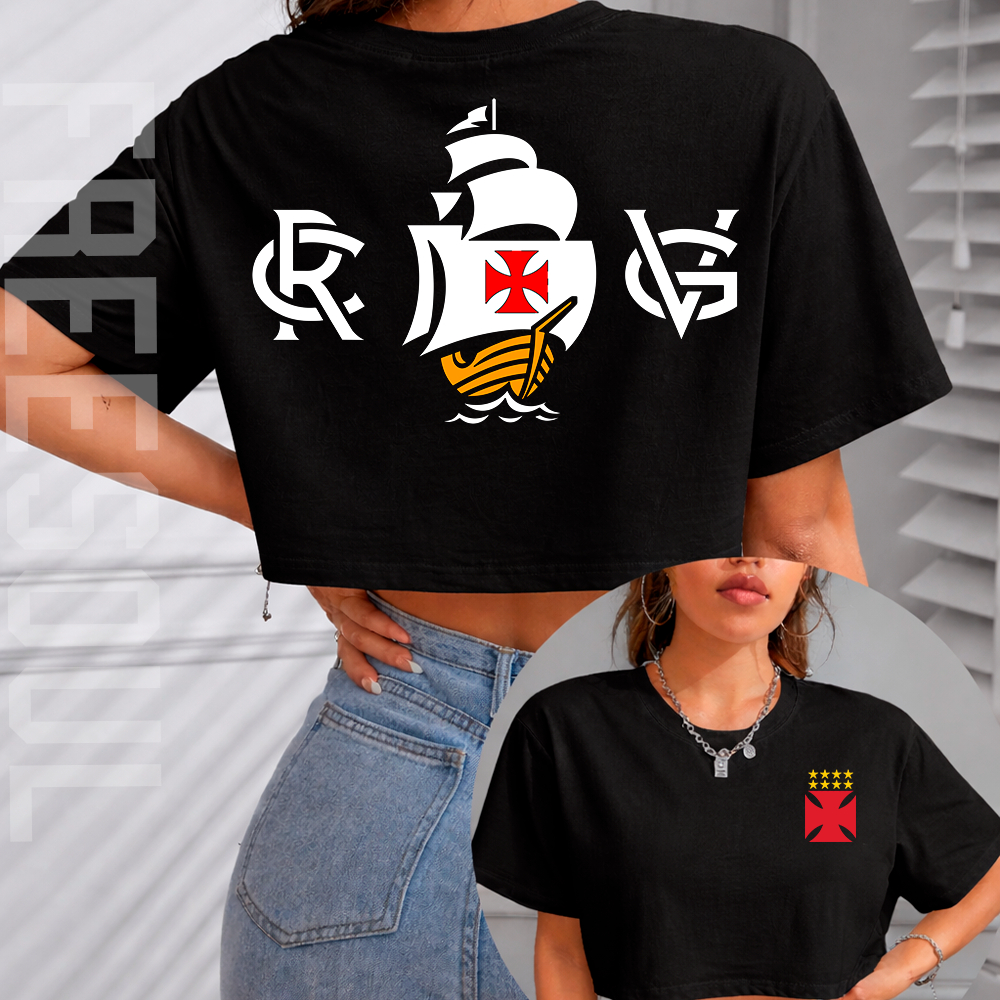Blusa Cropped Feminino OVERSIZED Vasco Rj carioca estilosa verao em algodao unissex