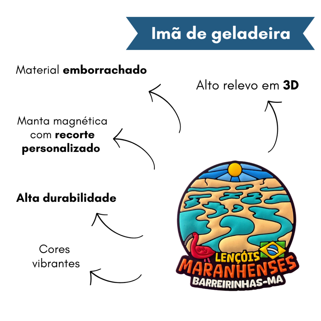 Detalhes do Ímã de Geladeira Emborrachado Lençóis Maranhenses Redondo - Lembrança Maranhão Barreirinhas
