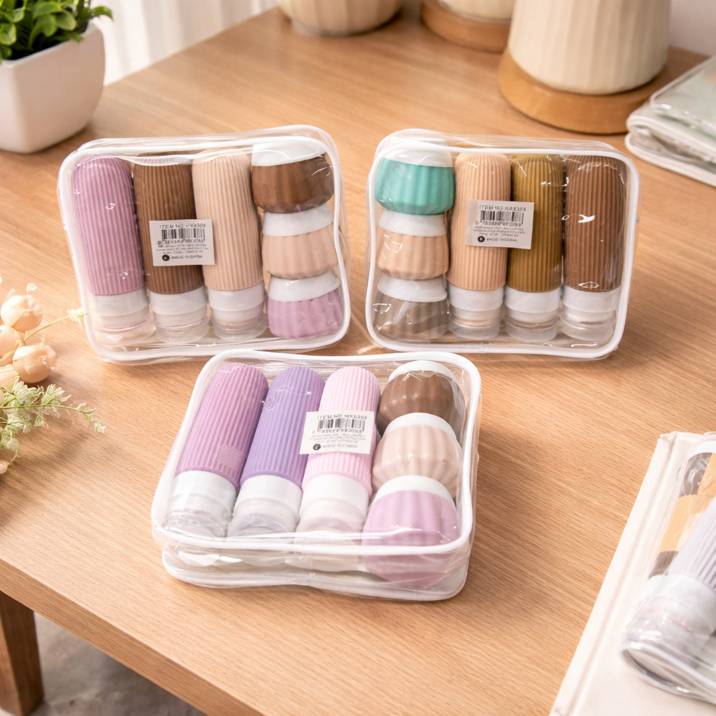 Kit Frascos Potes Viagem De Silicone 8308 em Oferta na Shopee