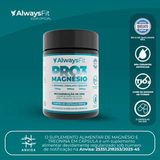 Pro3magnésio Da Always Fit L-treonina, Quelato E Dimalato - 60 Cápsulas em Oferta na Shopee
