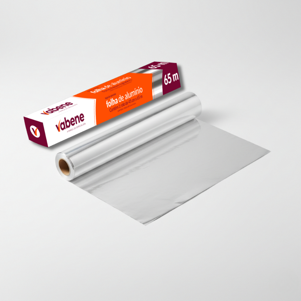 Papel Rolo Folha Aluminio 65 Metros X 45cm Assar Forno Fogão Cozinha Profissional Vabene Bobina
