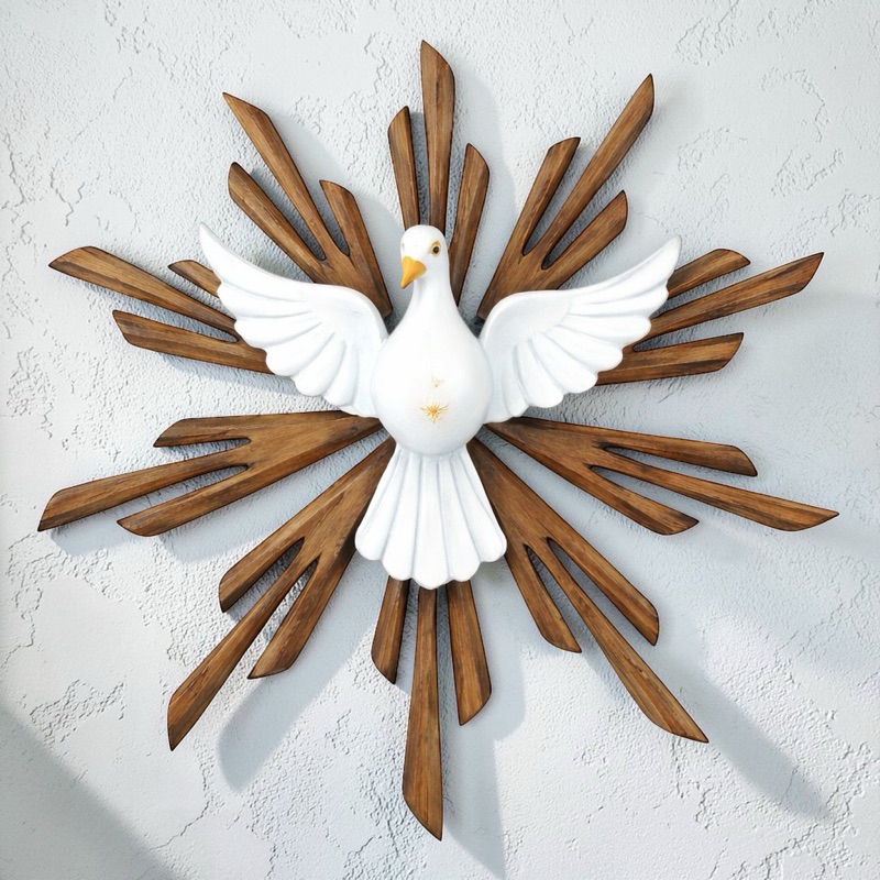 Divino de Parede 17 cm em Madeira Decoração Divino Espírito Santo