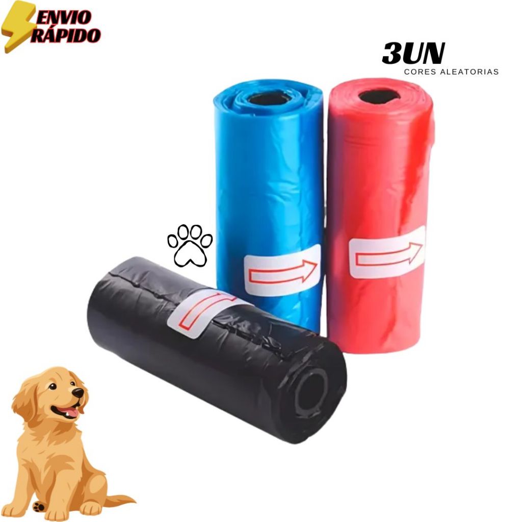 Kit 3 Saquinhos Cata Coco Refil Sacos De Lixo Pet Gato E Cachorro Saco Plástico