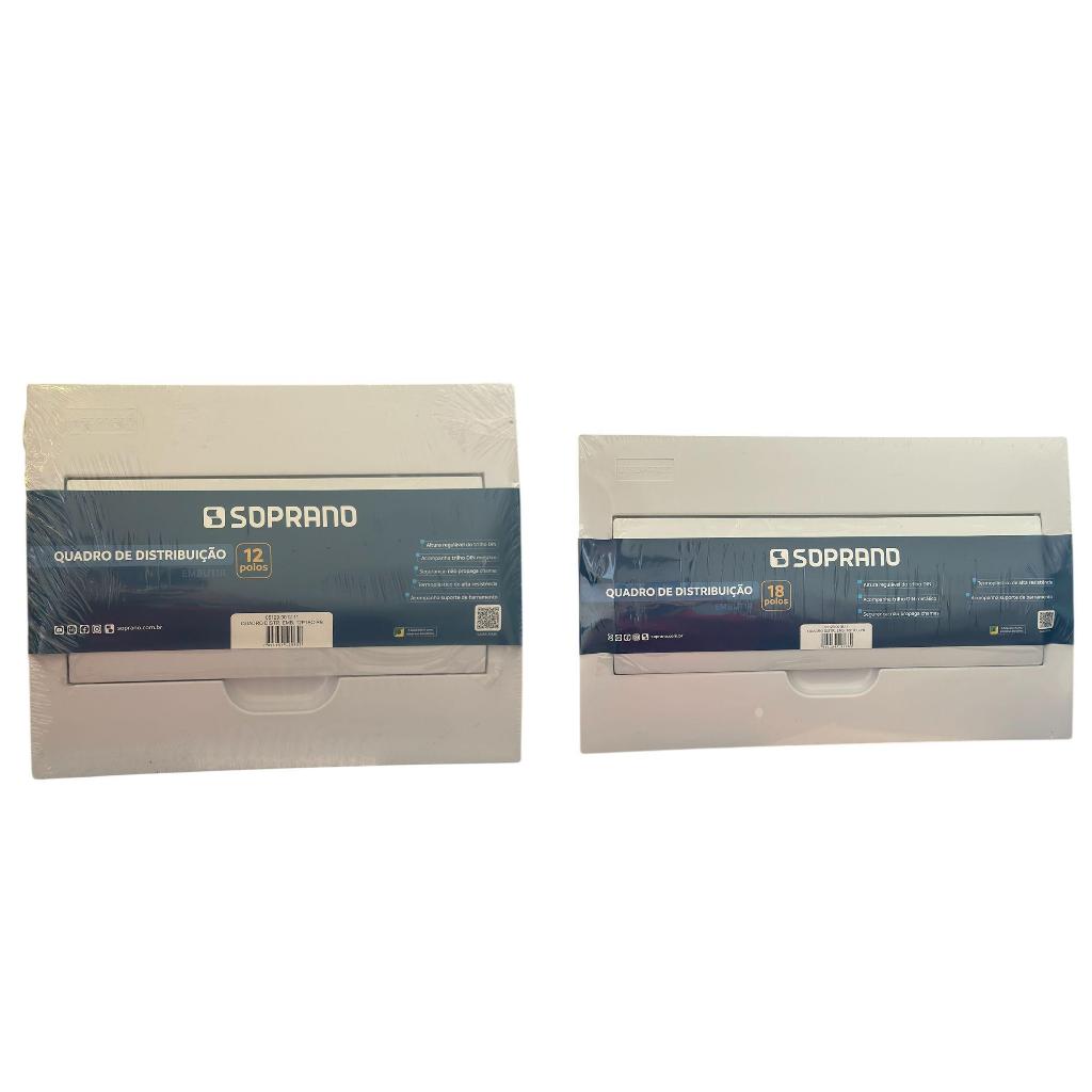 Quadro de Distribuição Embutir de 12 Polos ou 18 Polos Branco IEC-PB - Soprano
