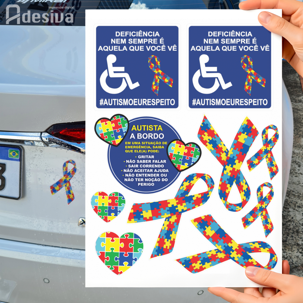 Kit Adesivos Autista a Bordo TEA Segurança e Conscientização