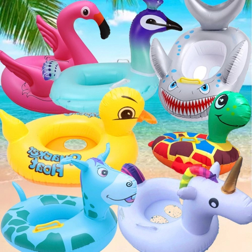 Boia Para Bebê Bote Inflável Redonda Piscina Praia Animais 66x70Cm Infantil Resistente Não Fura