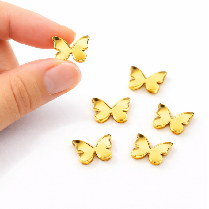 Kit 50 Mini Borboletas Douradas 1x1,5cm Para Laços, Artesanato, Resina, Unhas e Decoração Premium Top
