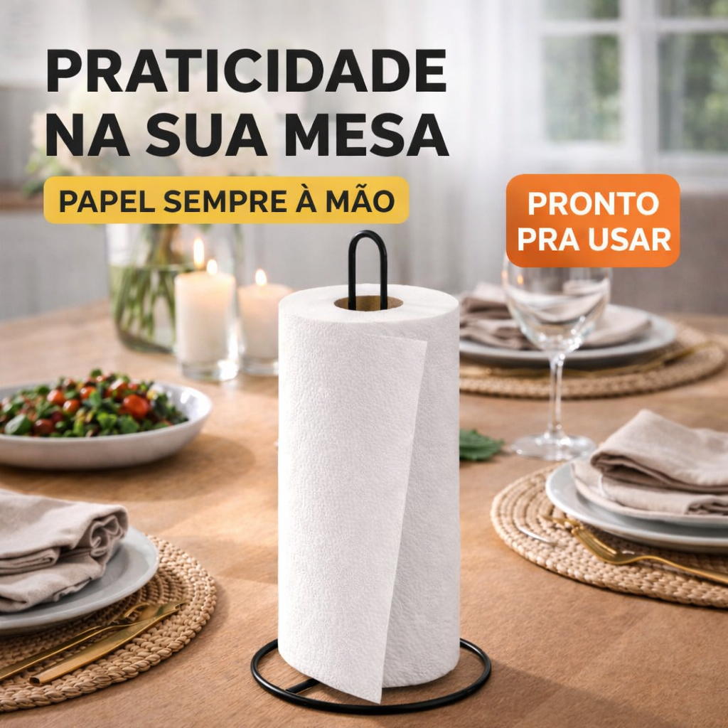Porta Papel Toalha de Mesa Suporte Porta Rolo Cozinha Bancada Preto Moderno