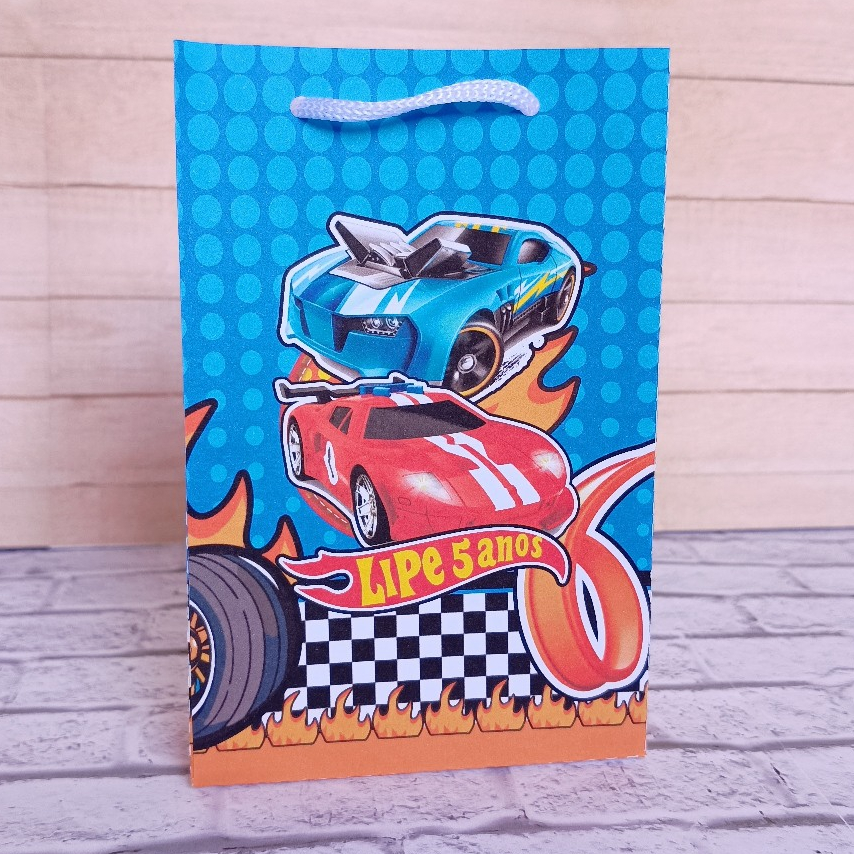 Sacolinha Personalizada 10x15cm HOT WHEELS  Lembrancinhas para Aniversário | Sacolinha Surpresa FESTA