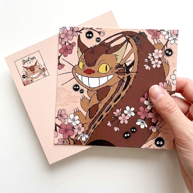 Cartão Postal Studio Ghibli CatBus 10x10 Cartão para Mensagem