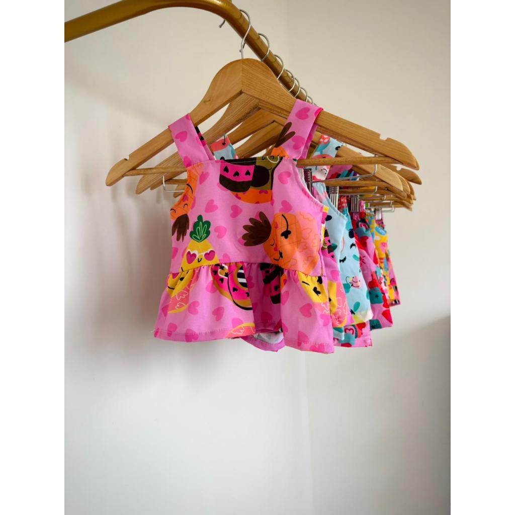 😍Conjunto Infantil Feminino 😍 Leve, Confortável e Cheio de Charme✨Nos tamanhos 2 a 10 anos. Estampas coloridas e vivas!!