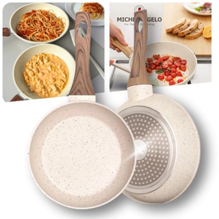 Frigideira Antiaderente Não Usa Óleo Cerâmica Vanilla Cream Branca Bege Fundo Triplo Premium Indução em Oferta na Shopee