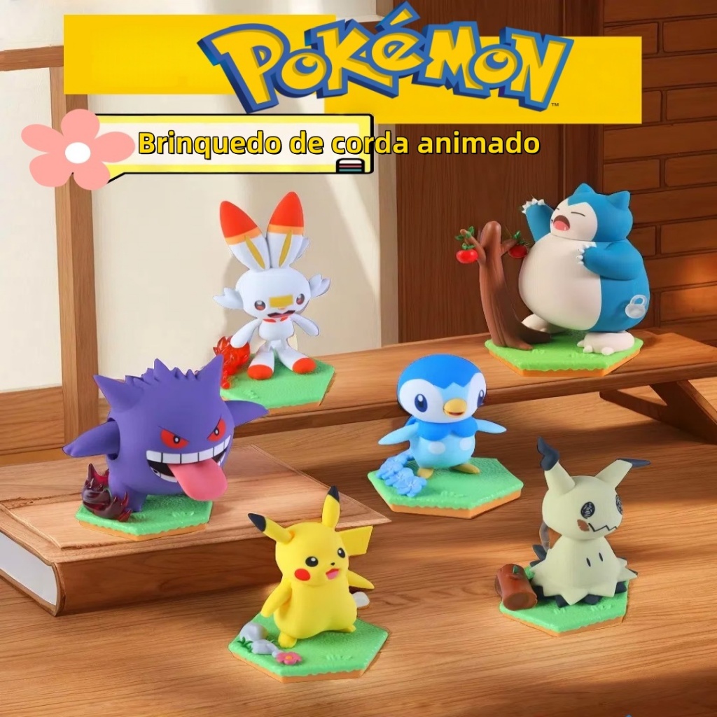 Pokémon Pikachu Brinquedo de Corda Figura Articulada Boneco Original Presente Infantil Colecionável