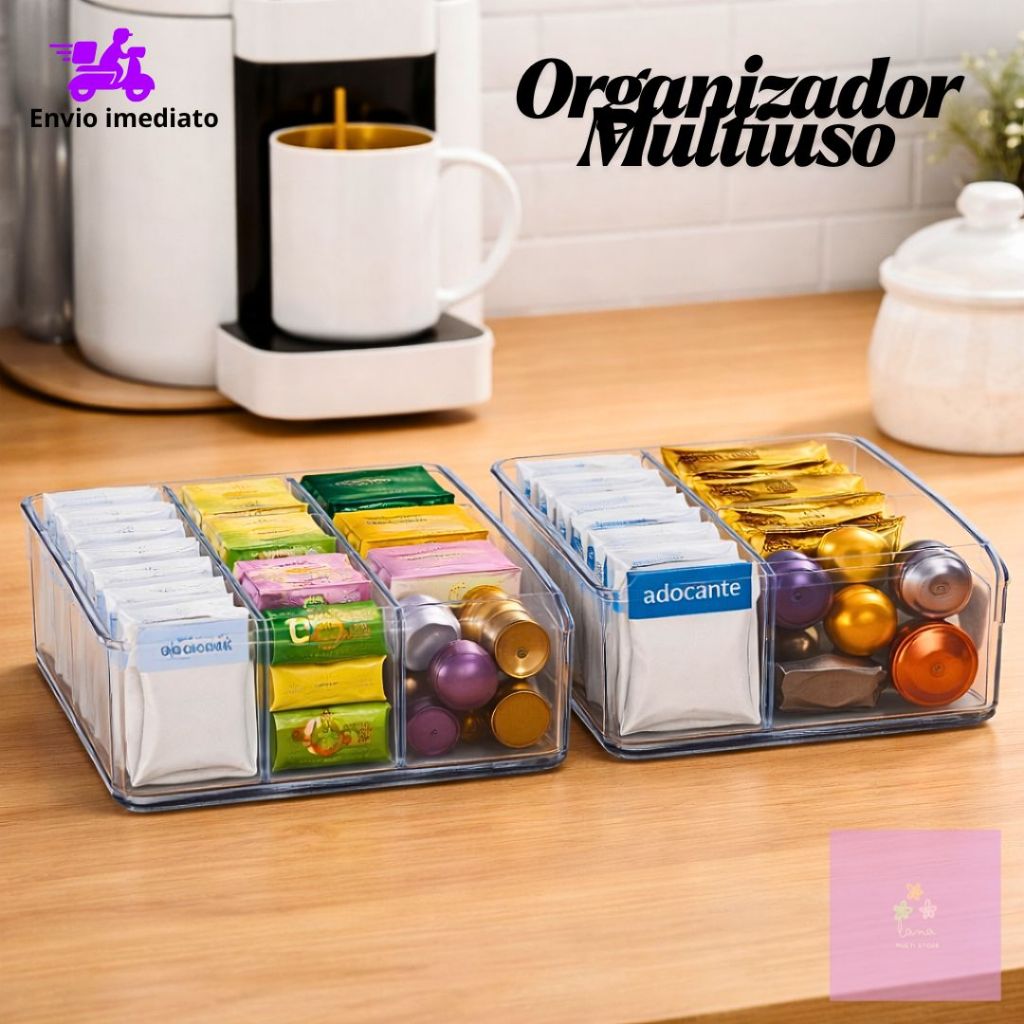 Kit de Organizador Acrílico Transparente Multiuso Para Geladeira e Armários