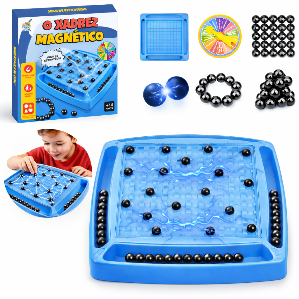 Jogo Xadrez Magnético Tabuleiro Estratégico Infantil com Esferas Jogo Educativo de Lógica em Oferta na Shopee