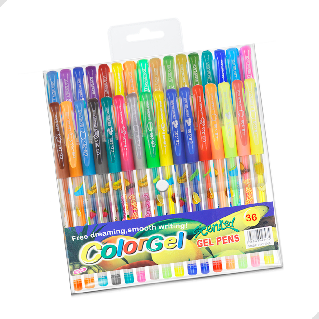 Kit 36 Canetas Gel Perfumadas Coloridas Glitter E Sem Glitter Escolar Fofa Escrita Macia