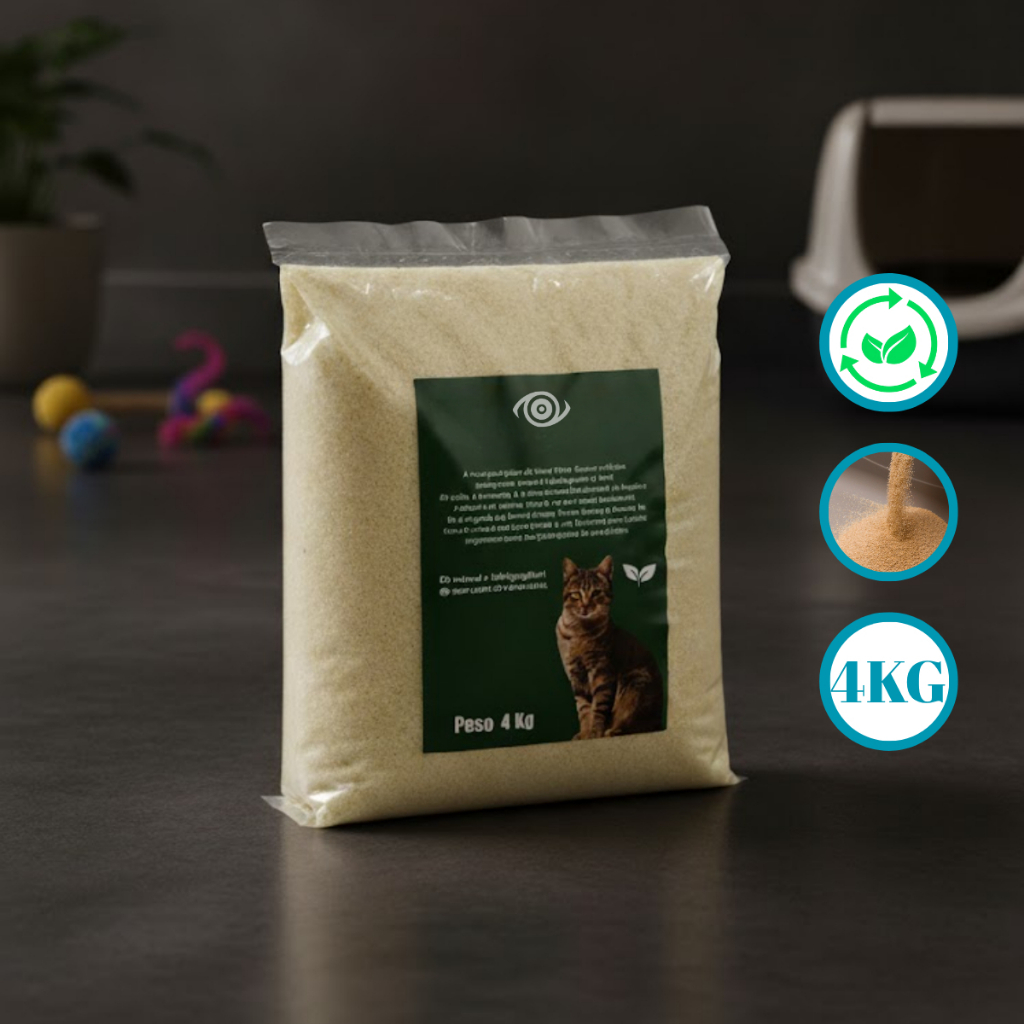 Areia Higiênica Para Gatos 4Kg Mandioca E Milho Biodegradável Alta Absorção Baixo Odor